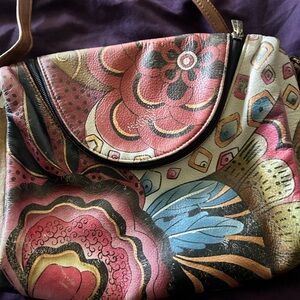 Anuschka Crossbody Bag tribal floral hand painted